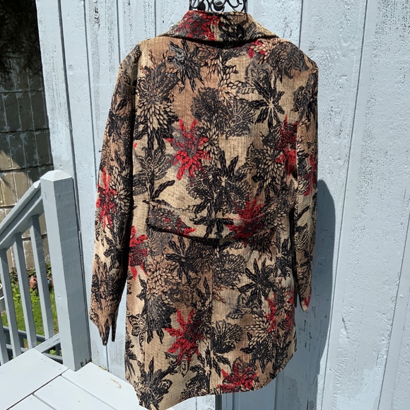 Vintage Giancarlo Ferrari Tapestry Jacket-Winter Florals Design (Size 12) - Picture 4 of 6